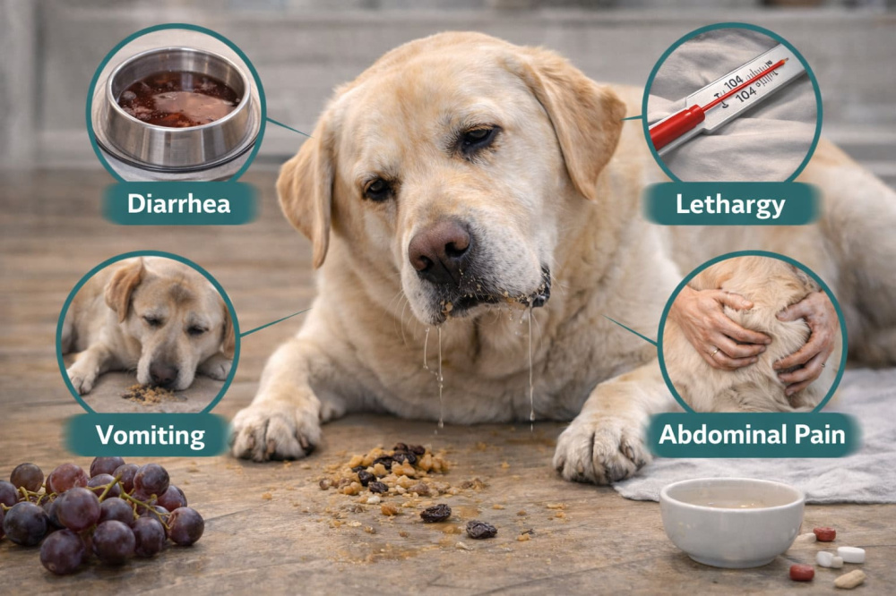 Symptoms of Grape and Raisin Toxicity in Dogs